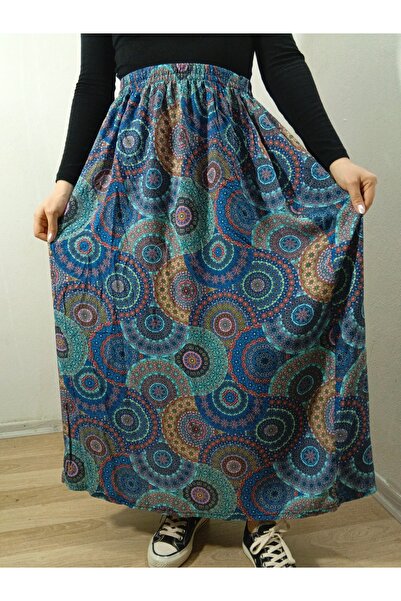 hoaryage Ελαστική μέση, ζωηρόχρωμη μοτίβο βισκόζης ύφασμα μάξι φούστα, φούστα...