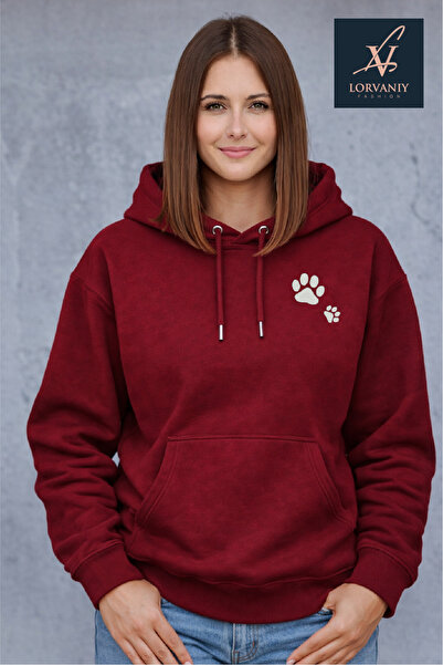 LORVANIY Unisex Cat Printed 3 Thread K Hooded Sweatshirt