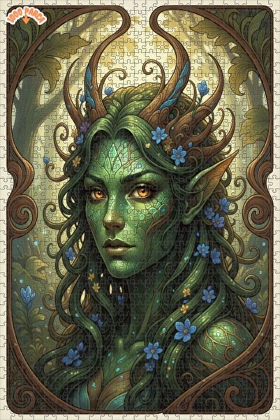 Esranın Dünyası Forest Fairy Art Looking Oil Painting Double-Layer Framed Woo...