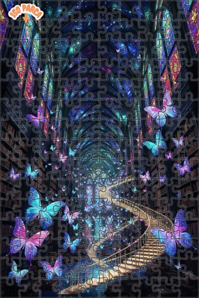 Esranın Dünyası Fantastic Galaxy Butterflies Library Oily Double-Layer Framed...