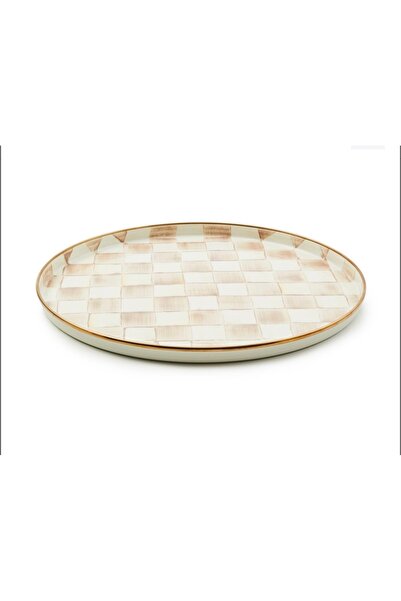 MACKENZIE-CHILDS Mocha Check Round Tray