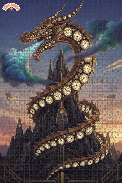 Esranın Dünyası Dragon of Time Double-Layer Framed Wooden Puzzle 1000 Pieces ...
