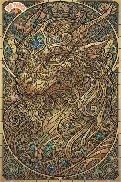 Esranın Dünyası لغز خشبي مكون من مزدوج الطبقات إطارًا بتصميم فني ملكي للأسد، ...