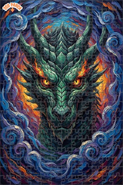 Esranın Dünyası Fire-Breathing Dragon Oil Painting Lookalike Double-Layer Fra...