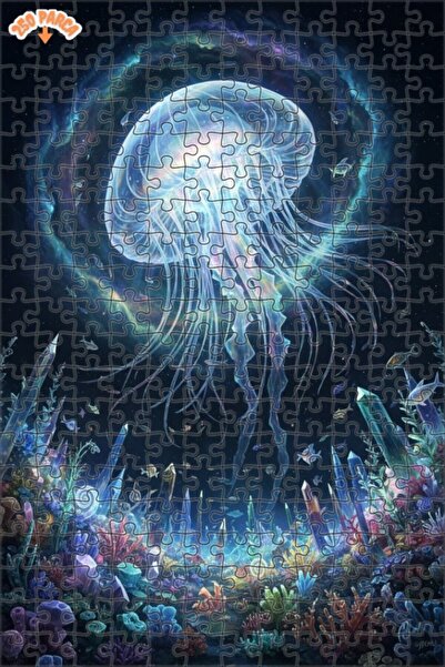 Esranın Dünyası لغز خشبي سحري من جلد قطعة بتصميم قنديل البحر والغابة الكريستا...