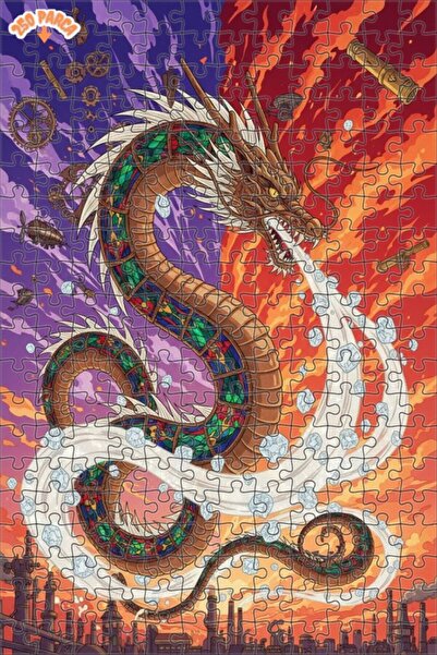 Esranın Dünyası Steam Dragon Art Double Layer Framed Wooden Puzzle 250 Pieces...