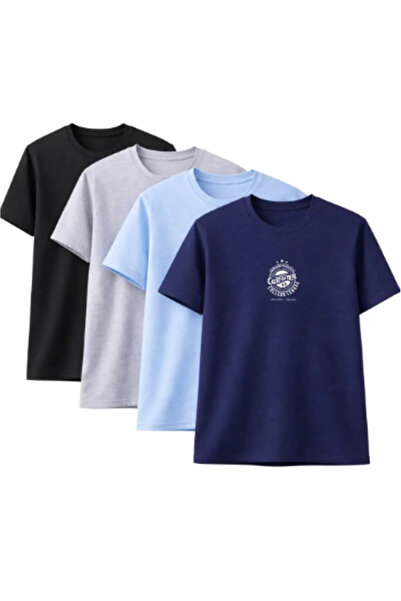 Sweetline Pack of 4 Unisex Oversized California Printed T-Shirts – Black, Gre...