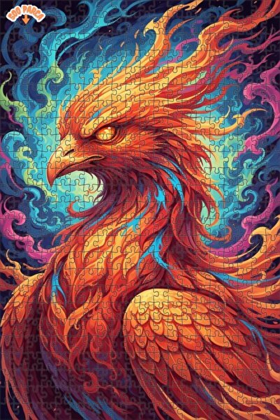 Esranın Dünyası لغز خشبي بتصميم طائر الفينيق الزمردي المضيء بمظهر اللوحات الز...