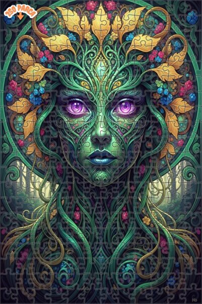 Esranın Dünyası Green Nature Master Oil Painting Look Double Layer Framed Woo...