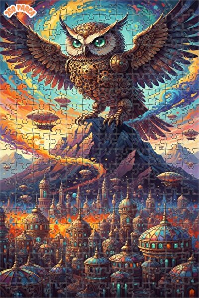 Esranın Dünyası Steamy Owl City Double-Layer Framed Wooden Puzzle 250 Pieces ...