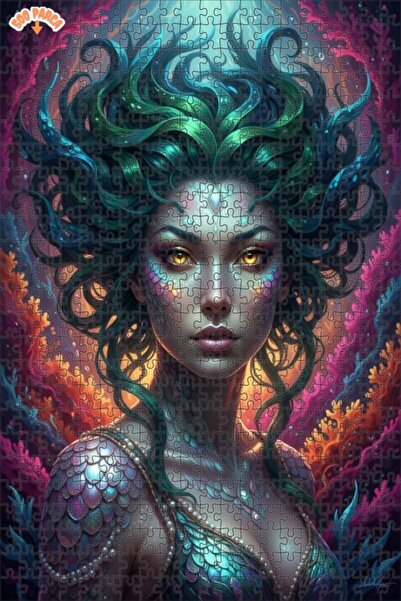 Esranın Dünyası The Legend of the Mermaid Oil Painting Look Modern Double-Lay...