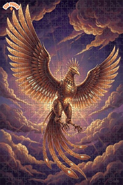 Esranın Dünyası لغز خشبي ميكانيكي على شكل طائر الفينيق بمظهر الزيت الملون، ذو...