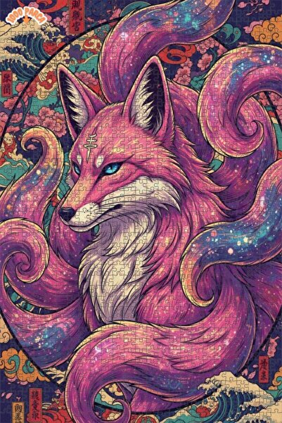 Esranın Dünyası Kitsune Galaxy Patterned Oil Painting Lookalike Double-Layer ...