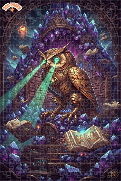 Esranın Dünyası Mysterious Mechanical Owl and Crystal Library Double-Layer Fr...
