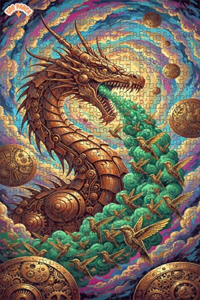 Esranın Dünyası Steam Dragon Bird Flock Oil Painting Lookalike Double-Layer F...