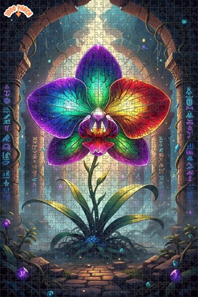 Esranın Dünyası Rainbow Orchid Art Print Double-Layer Framed Wooden Puzzle 10...