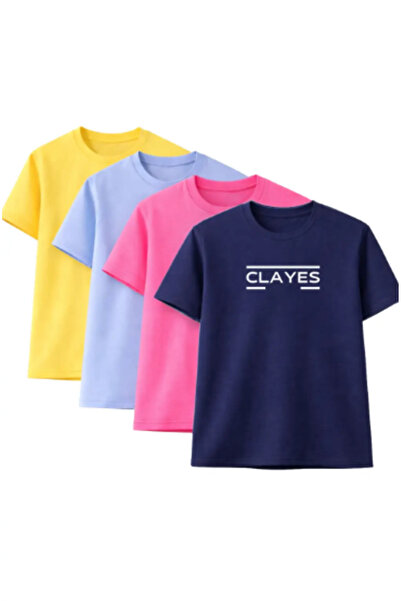 Sweetline Unisex T-Shirt Oversized Clayes Printed – Pack of 4 Yellow, Baby Bl...