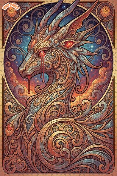 Esranın Dünyası Tears of the Dragon Oil Painting Look Wooden Puzzle with Doub...