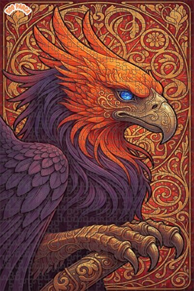 Esranın Dünyası لغز خشبي مؤطر بطبقتين بمظهر لوحة زيتية لطائر الفينيق الغامض 5...