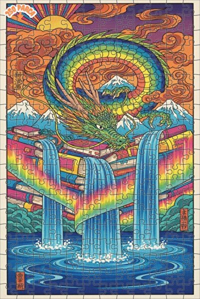 Esranın Dünyası Rainbow Dragon Knowledge Waterfall Oil Painting Double-Layer ...