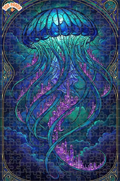 Esranın Dünyası Mermaid City View Mosaic Art Double-Layer Framed Wooden Puzzl...