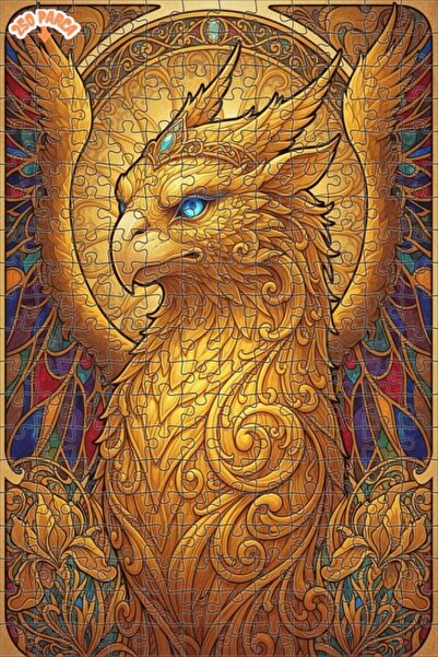 Esranın Dünyası Golden Griffon Art Oil Painting Look Double Layer Framed Wood...
