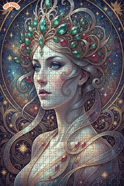Esranın Dünyası Majestic Star Queen Oil Painting Look Wooden Puzzle with Doub...