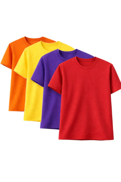 Sweetline Pack of 4 Unisex Oversized Basic T-Shirts – Red, Purple, Yellow, Or...