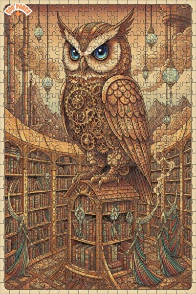 Esranın Dünyası Mechanical Owl Art Double Layer Framed Wooden Puzzle 500 Piec...