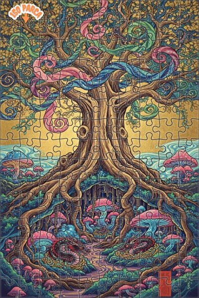 Esranın Dünyası Dragon Forest Mysterious Tree Oil Painting Lookalike Double-L...