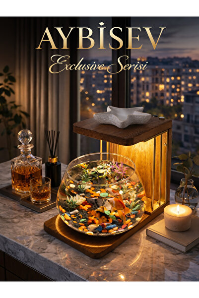 Okay Işıklı Beta Akvaryum Exclusive Cam Fanus – Işıklı, Modern ve Lüks Masa Ü...