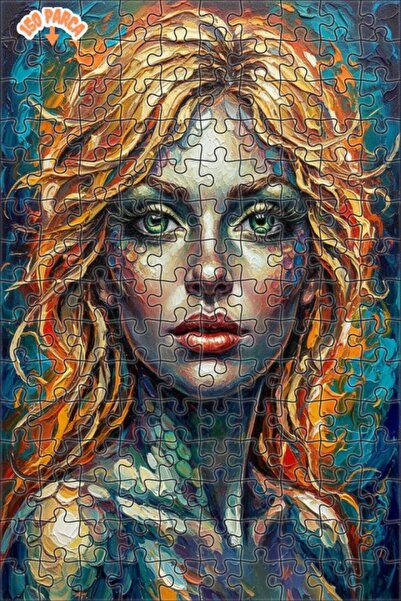 Esranın Dünyası لغز خشبي فني بتصميم حورية البحر بأسلوب الرسم الزيتي مزدوج الط...