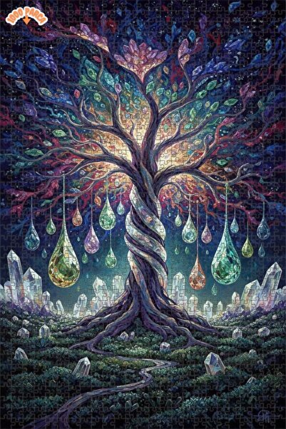 Esranın Dünyası Mysterious Crystal Tree Oil Painting Lookalike Art Wooden Puz...
