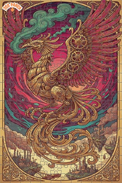 Esranın Dünyası Mechanical Phoenix Patterned Double-Layer Framed Wooden Puzzl...