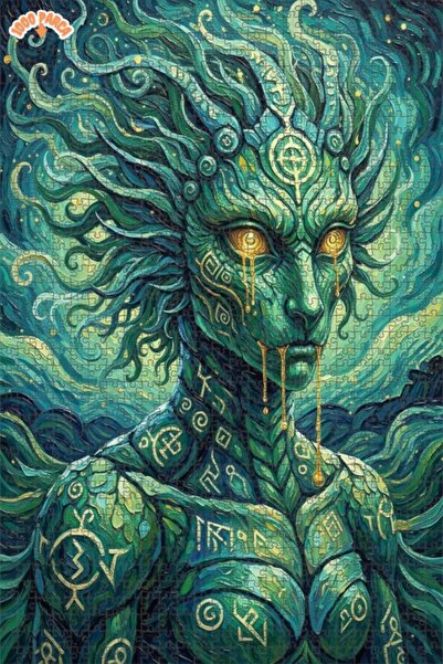 Esranın Dünyası Green Ancient Soul Oil Painting Lookalike Double-Layer Framed...