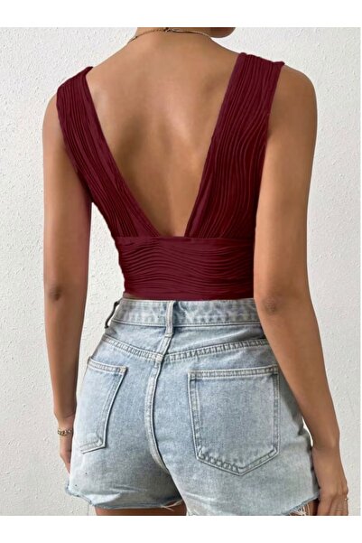 BS Beyaz V Yaka Fitilli Kadın Crop Bluz – Şık Yazlık Crop Top