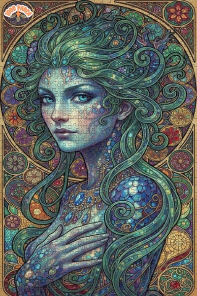 Esranın Dünyası لغز خشبي مؤطر بطبقتين من فن حورية البحر 1000 قطعة 70×50