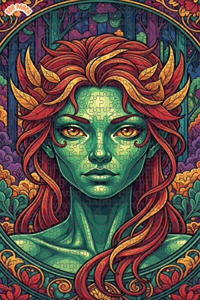 Esranın Dünyası Green Beauty Forest Fairy Oil Painting Lookalike Double-Layer...