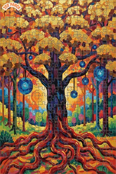 Esranın Dünyası لغز خشبي على شكل شجرة الغابة السحرية بتأثيرات الألوان الزيتية...
