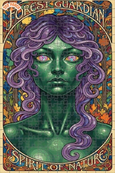 Esranın Dünyası لغز خشبي مكون من مزدوج الطبقات إطارًا بتصميم فني نسائي أخضر م...