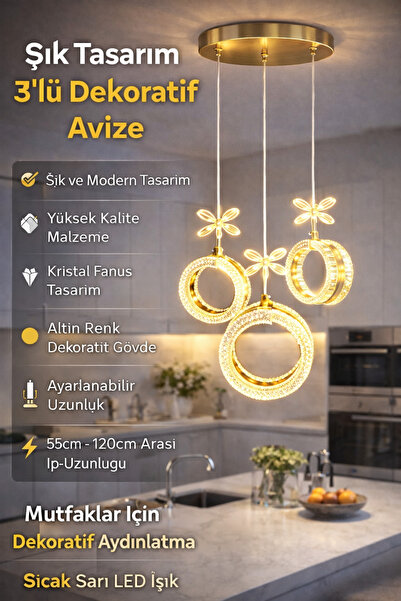 PRİMELUXRY SHOP AVİZE 3lü sarkıt avize modern şık