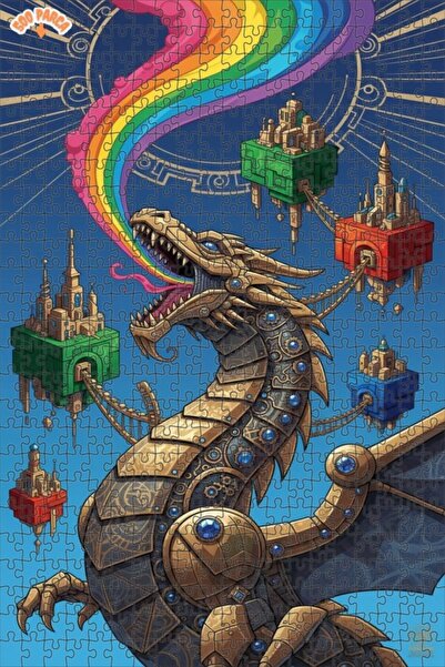 Esranın Dünyası The Rainbow City of the Heavenly Dragon Double-Layer Framed W...