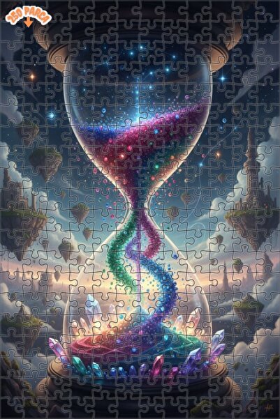 Esranın Dünyası Cosmic Time Hourglass Digital Art Looking Wooden Puzzle with ...