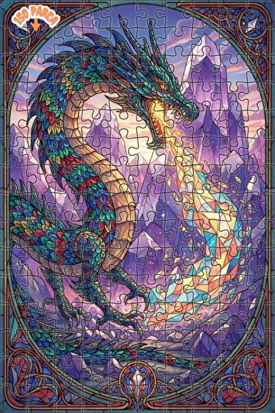 Esranın Dünyası Sublime Dragon Fire Art Double-Layer Framed Wooden Puzzle 150...