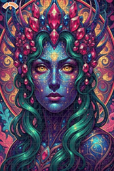 Esranın Dünyası Mysterious Cosmic Queen Oil Painting Look Double Layer Framed...