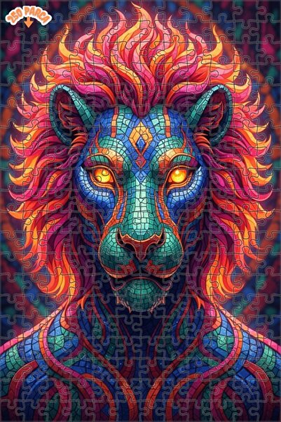 Esranın Dünyası Color Wheel Lion Mosaic Look Wooden Puzzle with Double-Layer ...