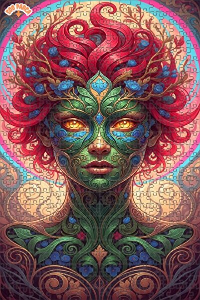 Esranın Dünyası The Enchanted Face of Nature Spirit Oil Painting Lookalike Wo...