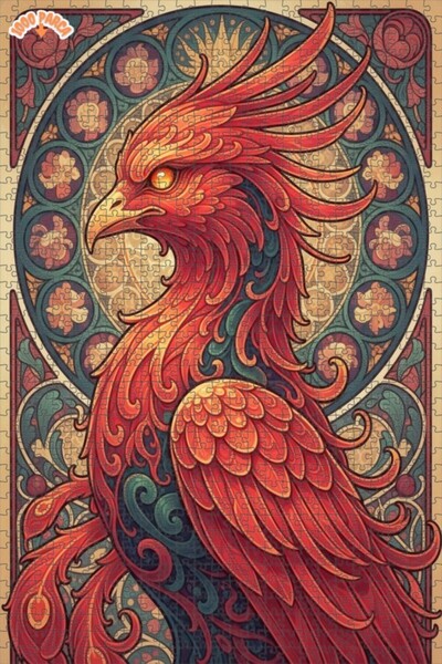 Esranın Dünyası Gorgeous Phoenix Artwork Double Layer Framed Wooden Puzzle 10...