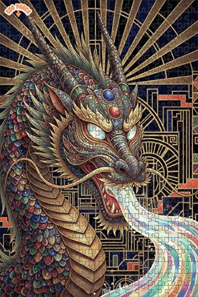 Esranın Dünyası Fantastic Dragon Art Double Layer Framed Wooden Puzzle 500 Pi...
