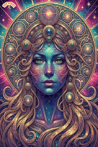 Esranın Dünyası لغز خشبي بمظهر لوحة زيتية لإلهة الكون 500 قطعة 50×30